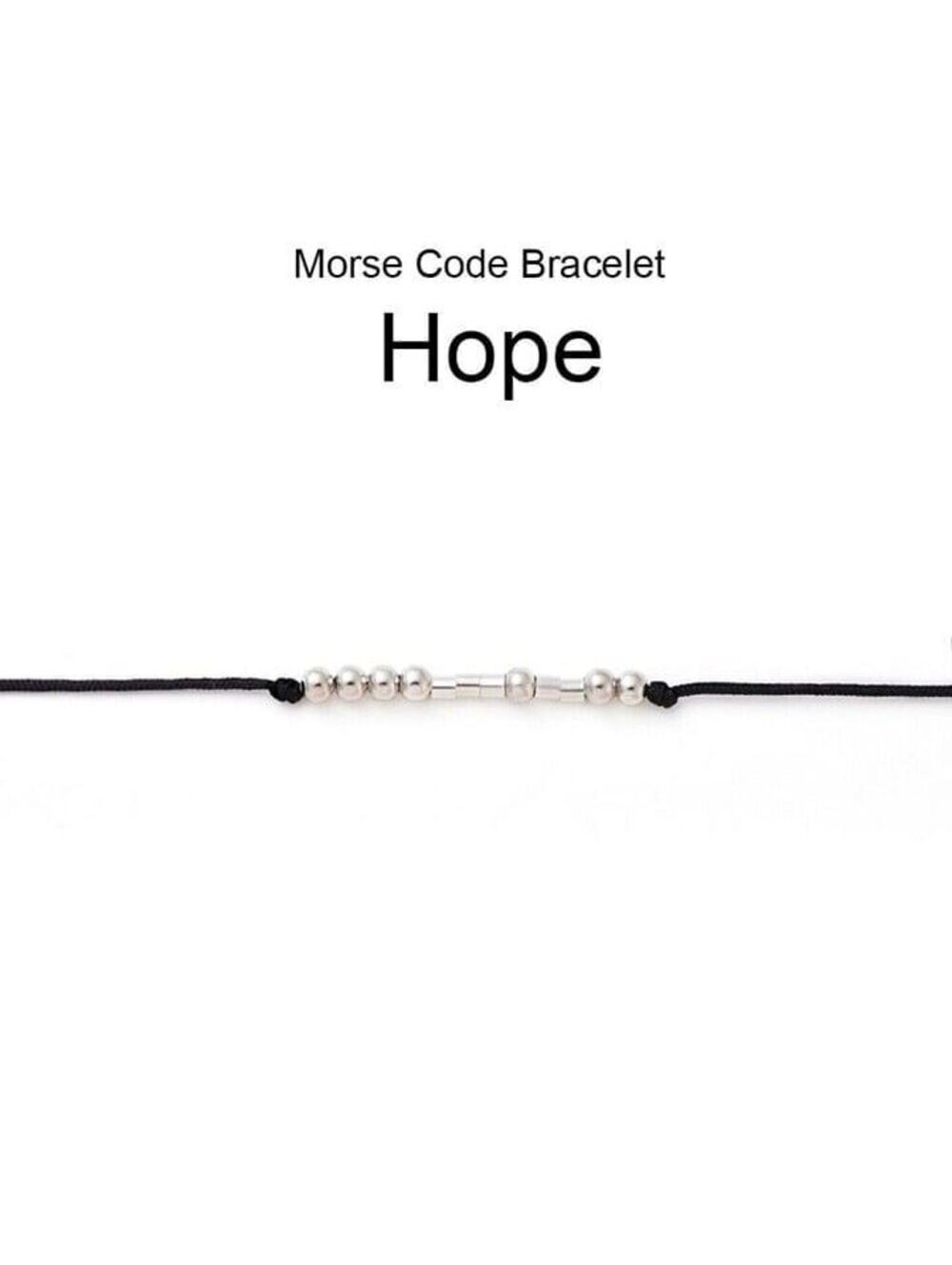 Inspirational Hope Handcrafted Silver Black Unisex Morse Code Bracelet